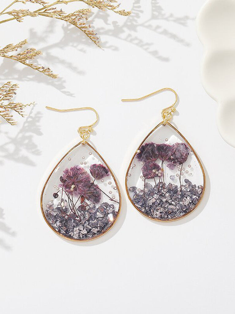 Handmade Mineral Begonia Flower Earrings