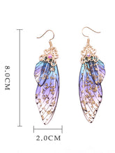 Laden Sie das Bild in den Galerie-Viewer, Butterfly Wing Blue Rhinestone Cicada Wing Crystal Earrings