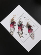 Load image into Gallery viewer, Butterfly Wing Purple Rhinestone Cicada Wing Crystal Earrings