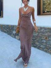 Load image into Gallery viewer, Striped Sexy Slim-Fitting Strappy Chest-Length Floor-Length Dress