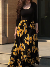 Load image into Gallery viewer, Yellow printed pleated skirt + top set