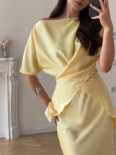 Load image into Gallery viewer, Off-shoulder tie top and skirt set