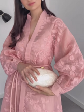 Load image into Gallery viewer, Fantasy Jacquard Long Sleeve Button Dress