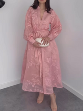 Load image into Gallery viewer, Fantasy Jacquard Long Sleeve Button Dress