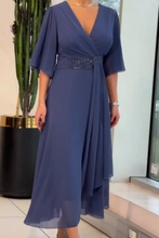 Load image into Gallery viewer, Elegant V-neck chiffon maxi dress