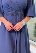 Load image into Gallery viewer, Elegant V-neck chiffon maxi dress