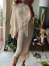 Laden Sie das Bild in den Galerie-Viewer, Hollow Out Tassel Knit Cover-Up Top