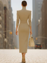 Load image into Gallery viewer, Stand Collar Waist And Slit Dress