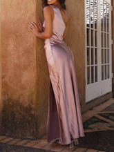 Load image into Gallery viewer, Temperament Slim Fit One Shoulder Split Satin Dress