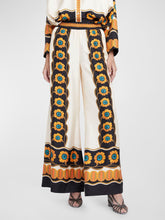 Laden Sie das Bild in den Galerie-Viewer, Satin Exquisite Flower Print Loose Wide-Leg Pants