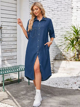 Load image into Gallery viewer, Washed Casual Short-Sleeve Denim Maxi Dress