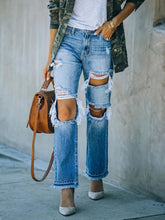 Load image into Gallery viewer, Ripped Distressed Beggar-Style Denim Pants