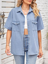 Load image into Gallery viewer, Slim Fit Short-Sleeve Button-Down Denim Shirt