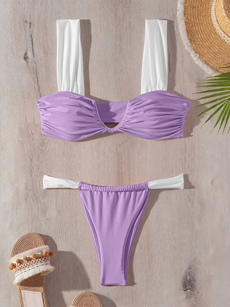 Ensemble de bikini à bretelles et blocs de couleurs