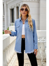 Načíst obrázek do prohlížeče Galerie, Washed Frayed Denim Shirt Jacket