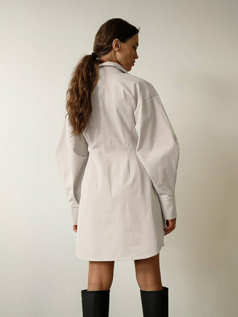 Casual Elegant Solid Patchwork Turndown Collar Shirt Dress Dresses