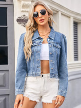 Indlæs billede til gallerivisning Washed Slim-Fit Tie-Front Denim Jacket