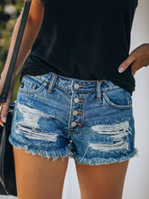 Load image into Gallery viewer, American Flag Print Distressed Denim Shorts