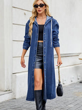 Načíst obrázek do prohlížeče Galerie, Hooded Long Denim Trench Coat