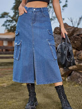 Indlæs billede til gallerivisning American Style Elastic Waist Denim Skirt