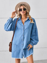 Load image into Gallery viewer, Oversized Frayed Denim Midi Dress