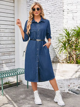 Load image into Gallery viewer, Washed Casual Short-Sleeve Denim Maxi Dress