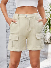 Load image into Gallery viewer, Elastic Waist Cargo Denim Shorts