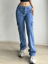 Load image into Gallery viewer, Versatile Multi-Pocket Loose Fit Cargo Jeans