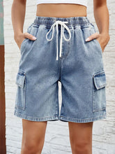 Načíst obrázek do prohlížeče Galerie, Washed Tie-Waist Elastic Denim Shorts