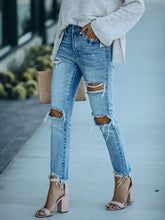 Load image into Gallery viewer, Street Style Ripped Slim-Fit Ankle-Length Jeans