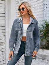 Načíst obrázek do prohlížeče Galerie, Loose Fit Mid-Length Hooded Denim Jacket