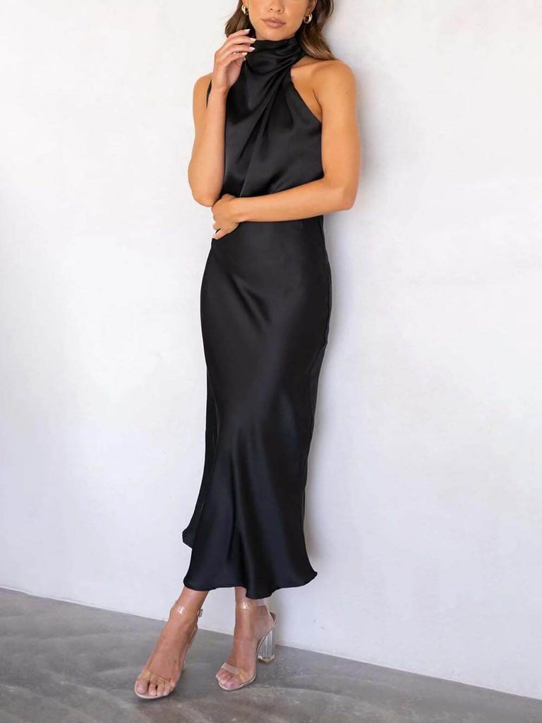 Unique Bridesmaid Sleeveless High Neck Maxi Dresses