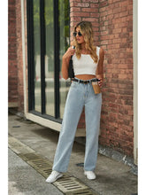 Load image into Gallery viewer, Light Wash Mid-Waist Butterfly Print Jeans