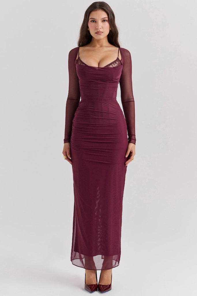 aikergood Rouge Off the Shoulder Maxi Dress