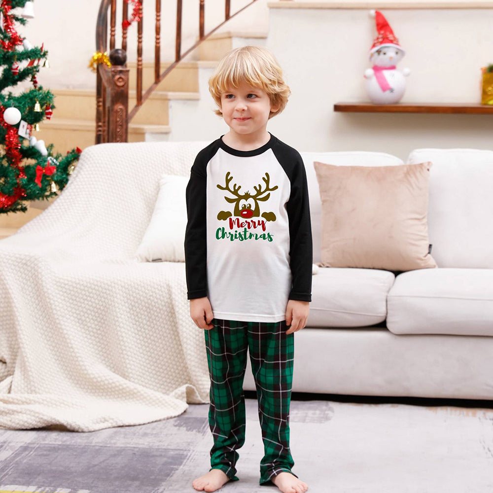 Merry Christmas Green Plaid and Black Pajamas Set