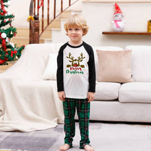 Laden Sie das Bild in den Galerie-Viewer, Merry Christmas Green Plaid and Black Pajamas Set