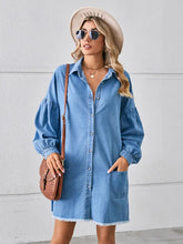Load image into Gallery viewer, Oversized Frayed Denim Midi Dress