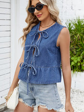 Načíst obrázek do prohlížeče Galerie, Ruffled Tie-Front Denim Vest Top