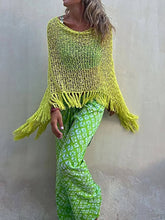 Carregar imagem no visualizador da galeria, Hollow Out Tassel Knit Cover-Up Top