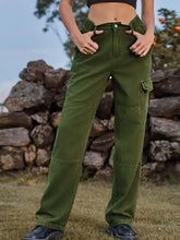 Load image into Gallery viewer, Elastic Waist Relaxed Fit Denim Cargo Pants