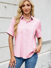 Load image into Gallery viewer, Relaxed Fit Short-Sleeve Denim-Look Shirt