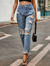Load image into Gallery viewer, Trendy Frayed Slim-Fit Cropped Jeans