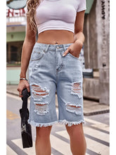 Load image into Gallery viewer, Slim-Fit Washed Denim Distressed 5-Inch Shorts