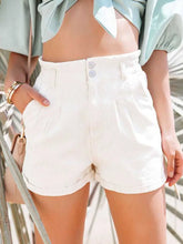 Load image into Gallery viewer, High-Waisted Rolled Hem Denim Shorts