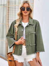 Načíst obrázek do prohlížeče Galerie, Washed Loose-Fit Army Green Denim Jacket