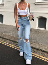 Načíst obrázek do prohlížeče Galerie, Flared Distressed Wide-Leg Jeans