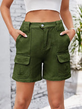 Load image into Gallery viewer, Elastic Waist Cargo Denim Shorts