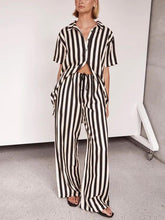 Load image into Gallery viewer, Resort Casual Striped Loose Wide Leg Pants-Set