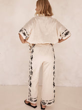 Load image into Gallery viewer, Black Printed Cream Wide Leg Pants-Set