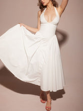 Lataa kuva Galleria-katseluun, White Cotton Halter Midi Sundress